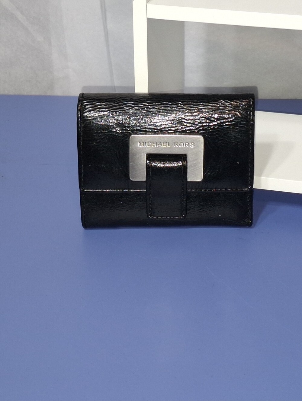 Vintage Michael Kors Black Patent Leather Compact Wallet